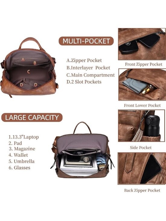 Stylish Women\'s Leather Backpack Purse | Multi-Purpose Travel Shoulder Bag main image 6